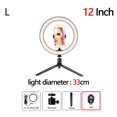 thumbnail image 1 of LED 3 engranajes ajustables 12 "/10"/6 " ligero teléfono soporte USB alimentado para YouTube Live Photography Beauty - Conjunto L Establecer L Yotijar trípode de luz de anillo de soporte de luz, 1 of 8