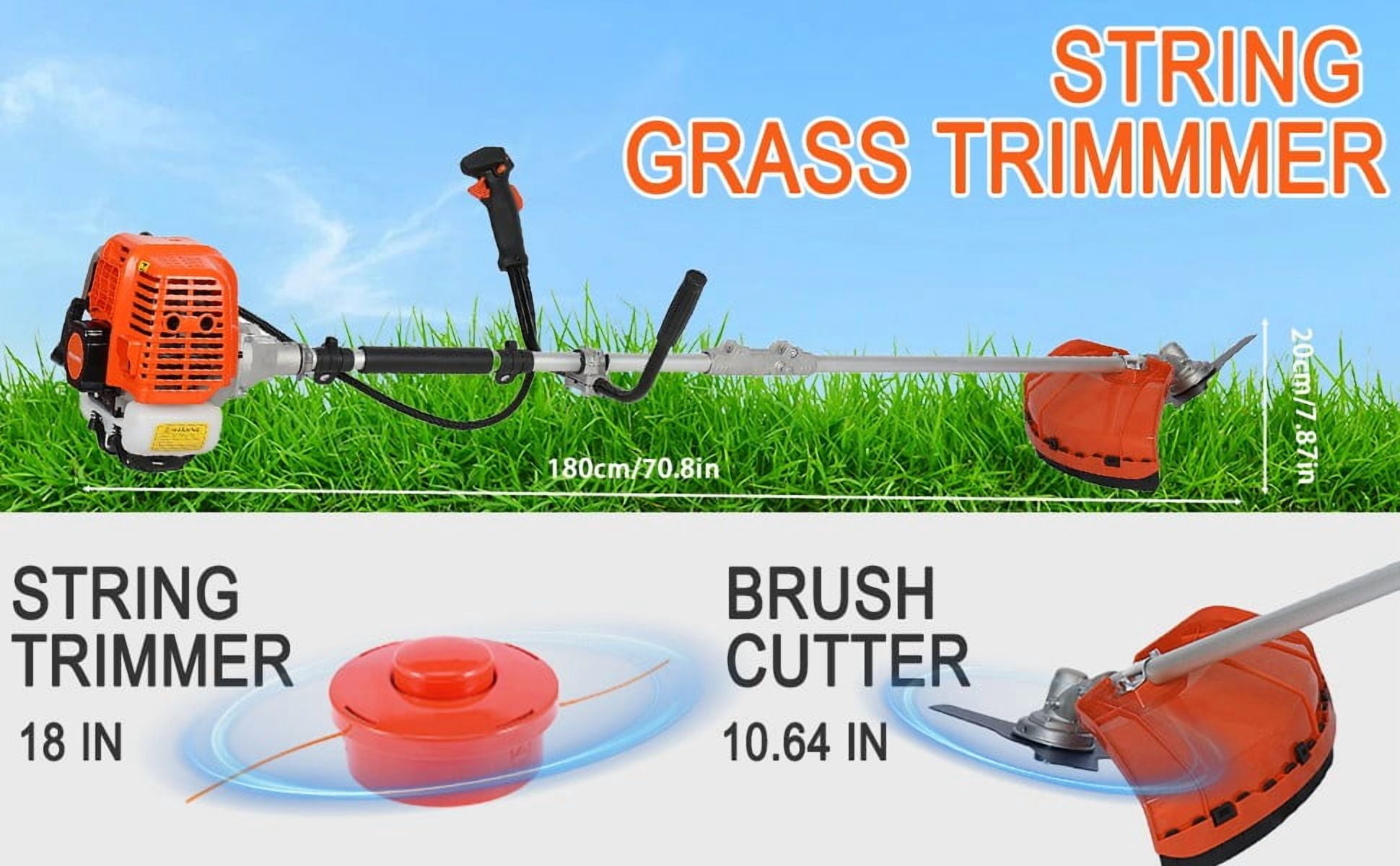 2025 New Gas Weed Trimmer, 2 in 1 Cordless Lawn Mower,2-Stroke Gas Hedge Trimmer,52CC Weed Trimmer, Multi-Functional Trimming Tool for Outdoor Grass and Garden Bush