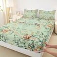 thumbnail image 4 of Erosebridal Tropical Flower Queen Sheet Sets, Woodland Animal Wolf Deer Bed Set, Green, 4 Pieces, 1 Flat Sheet 1 Fitted Sheet and 2 Pillowcases, 4 of 5