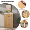 thumbnail image 4 of Fluted 5 Drawers Dresser, Tall Modern Chest of Drawers with Marble Top, Curved Profile Design, Wood Drawer Organizer for Bedroom, Living Room, Hallway, Entryway, 4 of 7