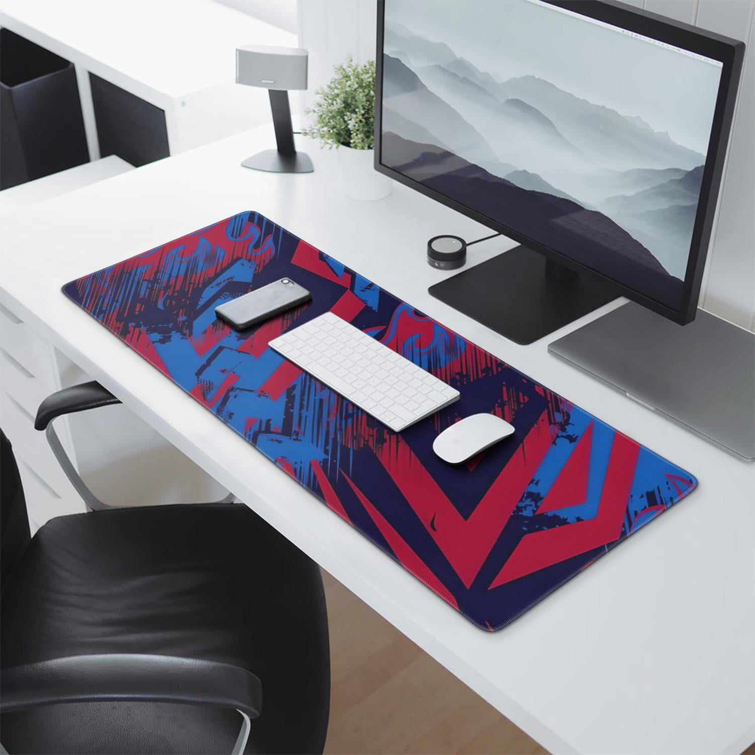 Experience Superior Gaming with Large 31.5x11.8 inch Black Red Mouse Pad - Non-Slip Base, Stitched Edge Keyboard Mat for Home Office Work