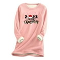 thumbnail image 1 of LSLJS Hauts Thermiques pour Femmes, Hauts à Manches Longues Chauds en Peluche Épaissie à Col Rond avec Imprimé de Noël pour Femmes, 1 of 2