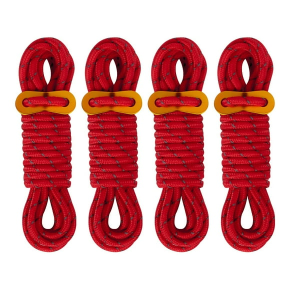 4Pcs 5mm Outdoor Tent Guyline Ropes 4M Reflective Camping Guy Lines with Adjuster Tensioner Camping Accessories for Tarp Canopy