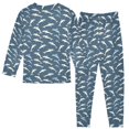 thumbnail image 2 of Dailycode Cotton Pajama Set Snug Fit Long Sleeve Top and Pants for 18M-8Y Blue White Dolphins, 2 of 7