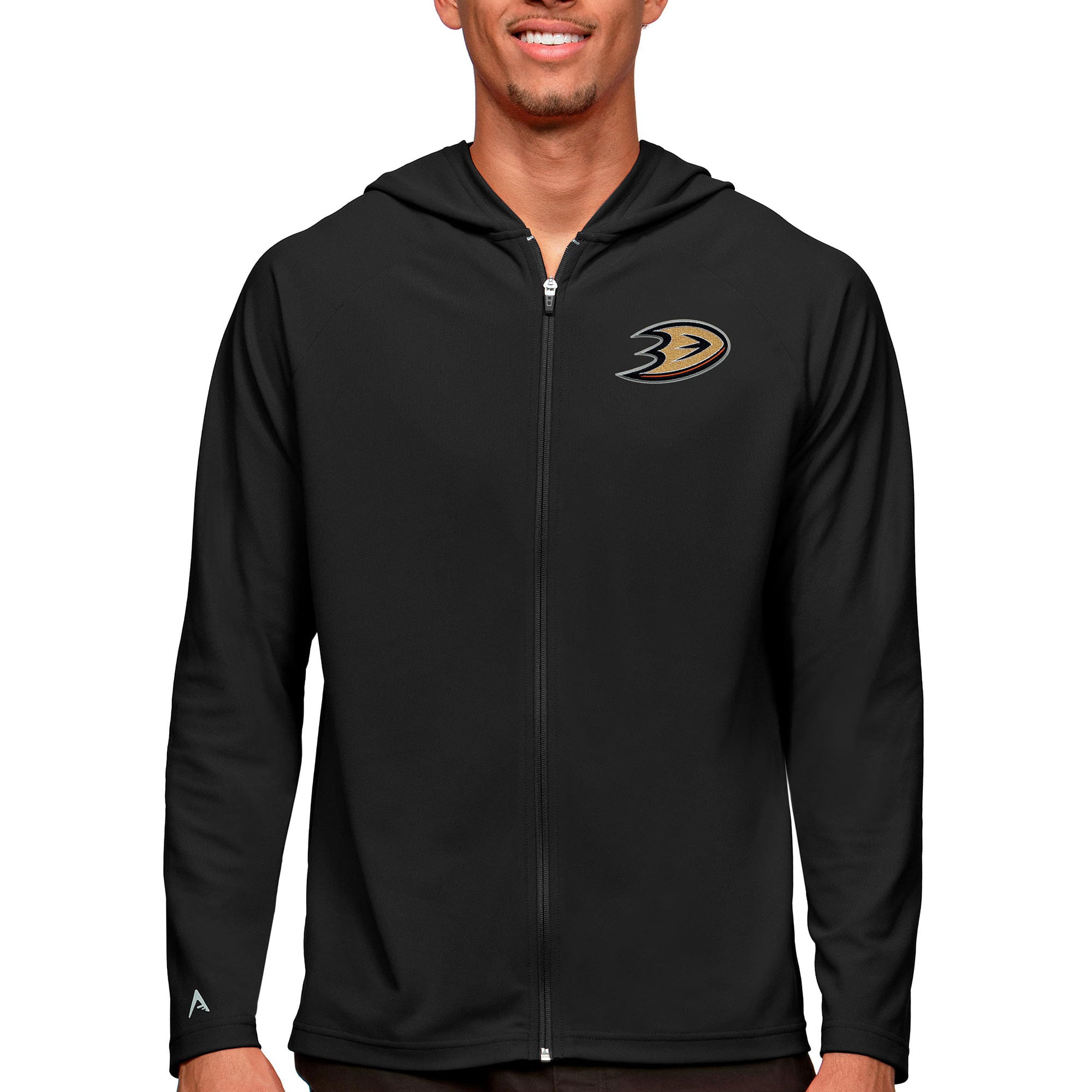 Men's Antigua Black Anaheim Ducks Logo Legacy Full-Zip Hoodie - Walmart.com