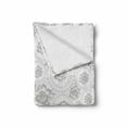 thumbnail image 2 of Grey Soft Flannel Fleece Throw Blanket, Shabby Form Medieval Slavic Monochrome Rose Petals Florets Fragrance Work of Art, Cozy Plush for Indoor and Outdoor Use, 50" x 70", White, by Ambesonne, 2 of 6