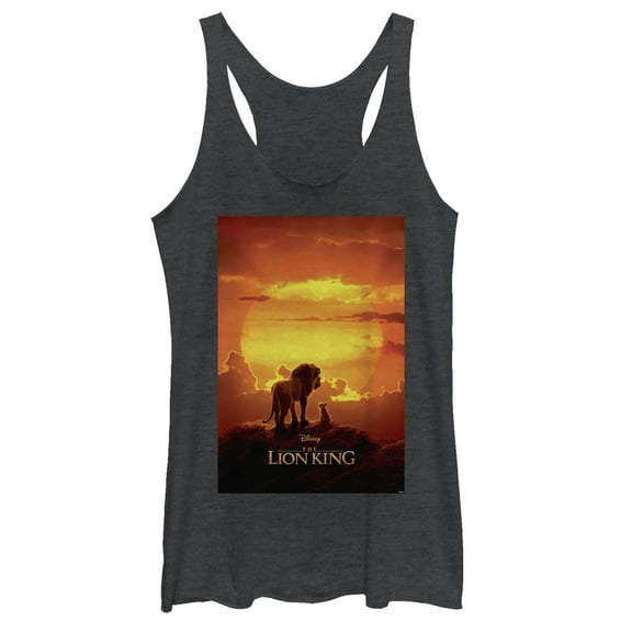 Women's Lion King Pride Rock Movie Poster  Racerback Tank Top Black Heather X Small