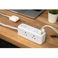 thumbnail image 3 of Hyper Tough USB Power Strip, 3ft Extension Cord, 6 Outlet, USB-A, USB-C, 900J Surge Protector, White, 3 of 9