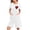 White, variant on Women Short Sleeve Nightdress Zip Up Knit Robe Style Heart Print with Side Pockets Long Nightdress White
