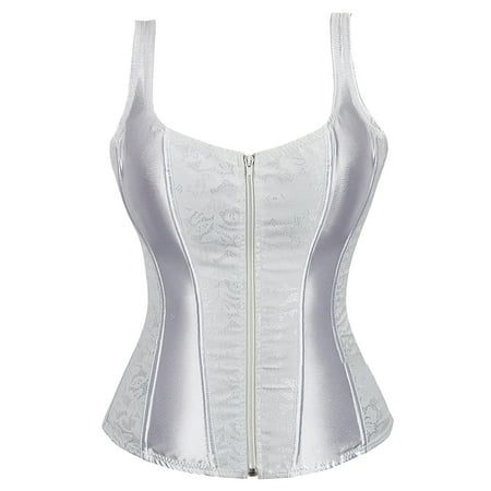 yunLCZ Womens Waist Trainer Corset Womens Satin Bustier Corsets Top Sexy Strapless Boned Waist Cincher Overbust Bustiers Plus Size Corsets