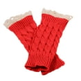 thumbnail image 2 of Xfvqtps Fingerless Gloves for Womens Lace Thumb Hole Ribbed Medium Length Arm Warmer Knitting Crochet Solid Color Fashion Thermal Warm Winter Mittens Red, 2 of 4