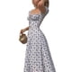 thumbnail image 4 of Txlixc Vestido largo dividido con cuello cuadrado y mangas abullonadas informales para mujer Txlixc  Sexy, 4 of 10