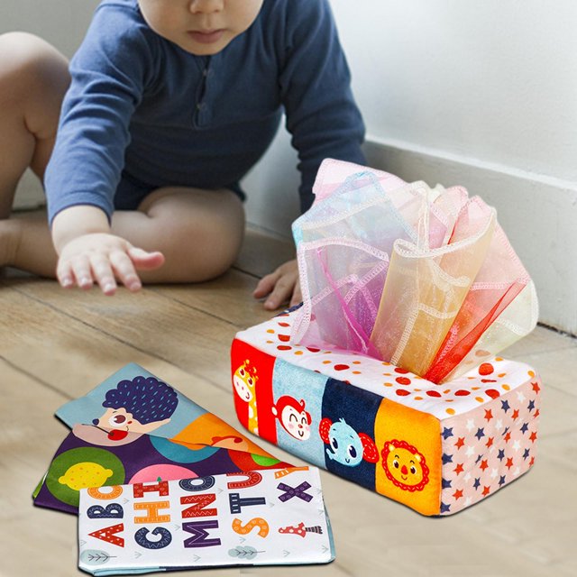 Caja de s para bebés, juguete de papel arrugado Montessori para recién nacidos, bebés y pequeños Estilo A Yotijar estuche de felpa