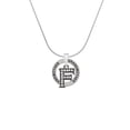 thumbnail image 2 of Delight Jewelry Black Nickeltone Crystal Initial - F - Beaded Border - Silvertone Grandmother Ring Charm Necklace, 18", 2 of 4