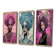 thumbnail image 3 of Designart "Retro Glamour African American Beauty III" African American Woman Framed Wall Art Set Of 3 - Pink Woman African American Frame Gallery Wall Set For Home Decor, 3 of 6