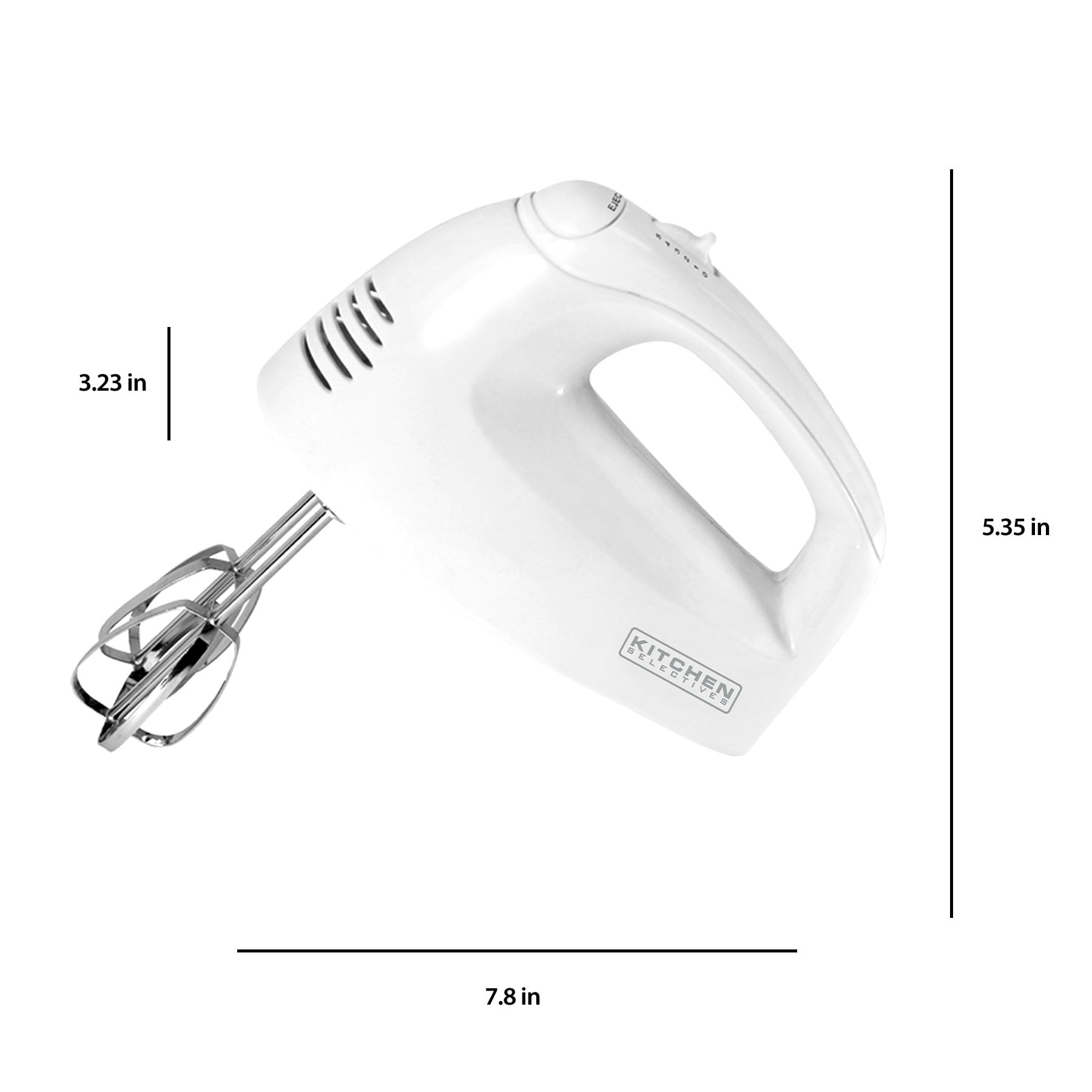 Kitchen Selectives TRU 3-Speed Hand Mixer with Whisk Attachment in White