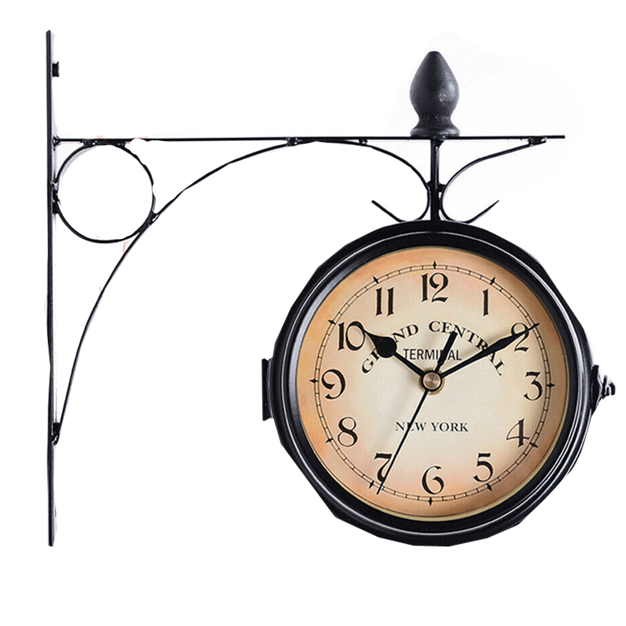 Antique Luxury Silver Double Sided Wall Clock Art Home Decor Station Clock Gift 