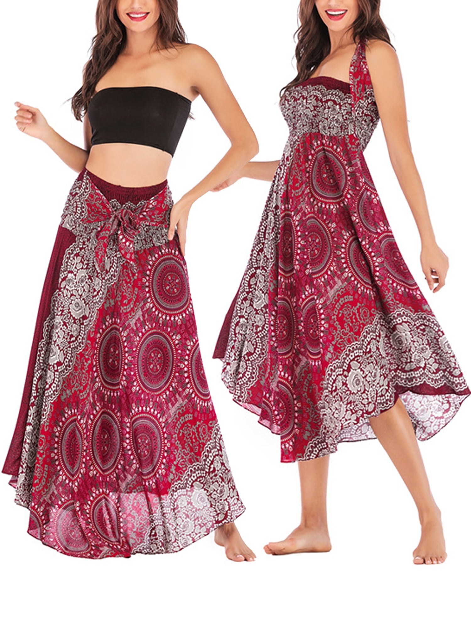 Women Summer Boho Bohemian Full Maxi Long Gypsy Skirt Chiffon Elegant ... Gypsy Boho Dress