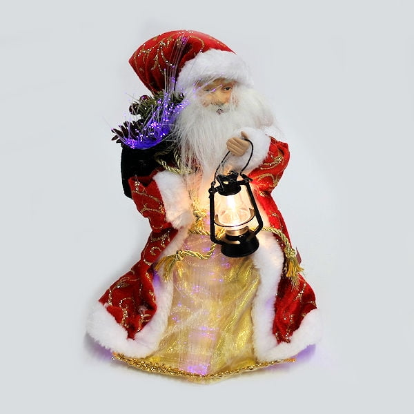 Radiant Treasures Fiber Optic Santa Claus with Gift Bag and Lantern