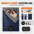 thumbnail image 6 of KingCamp Double Sleeping Bag Queen Size 2 Person Cotton Flannel Sleeping Bags with Pillows for Adult, Lightweight Backpacking Sleep Bag for Couples & Family Blue, 6 of 9