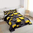 thumbnail image 3 of Homewish Teens Abstract Rectangle Queen Comforter Set, Black Yellow Artwork Square Bedding Sets, Teens Kids Adult Reversible Bedding Comforter Set, Microfiber Bedroom Decor, 3-Piece, 3 of 8