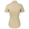thumbnail image 6 of Made by Olivia Women's Junior Fit Short Sleeve Stretchy Button Down Collar Office Formal Casual Blouse Shirts Top (S-3XL), 6 of 6