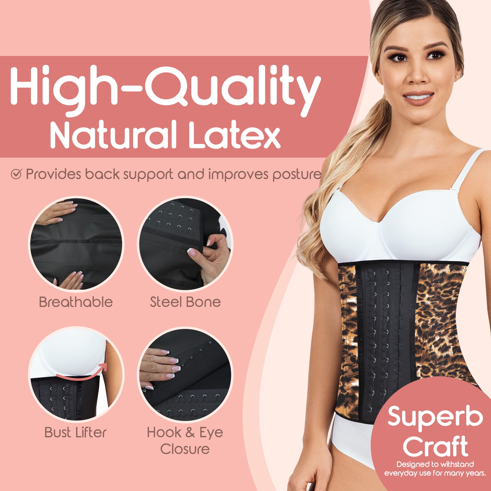 Lady Slim Fajas Colombianas Reductoras Y Moldeadoras para Mujer Underbust Latex Waist Trainer Hourglass Body Shaper for Women Brown 2XS Walmart