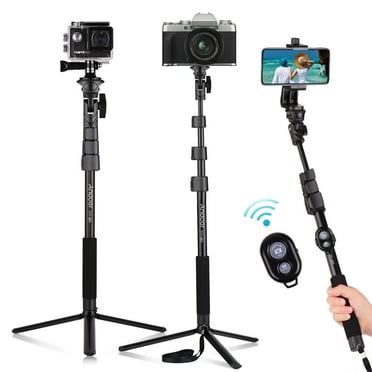 Andoer Extendable Tripod 54-inch Aluminum Alloy with Phone Holder, Black