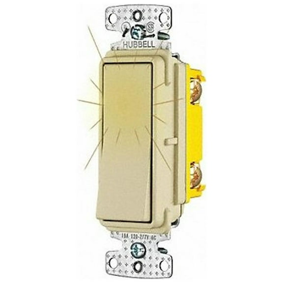 Bryant Pilot Light Wall Switch,Ivory,15A,1/2 HP RSD115PLI