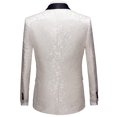 thumbnail image 3 of Mens 2 Piece Floral Jacquard Dress Suit Set 1 Button Print Dinner Jacket Pants-White, 3 of 8