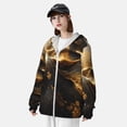 thumbnail image 3 of Yiaed Luxurious Gold Flow Print Sun Shirts UPF 50+ Protection Hoodie Rash Guard Shirt UV Shirt Long Sleeve Fishing Outdoor Lightweightase-XX-Large, 3 of 7