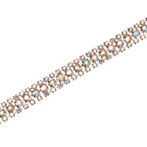 Uxcell Crystal Rhinestone Close Chain Trim, 3 Rows 2 Yards Dress Embellishments, Sparkly Diamond Strips Applique for Craft [Rose Gold-Based White AB]