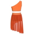 thumbnail image 2 of Mufeng Girls Modern Lyrical Dance Performance Costume Sequin Crop Top with Skirt Set for 6-16 Years Orange 6, 2 of 5