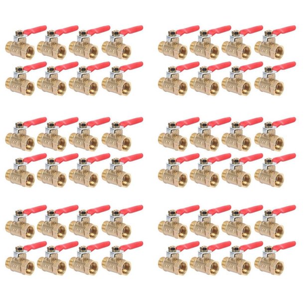48PCS 1/4 Pulgadas Interruptor de de VáLvula de Bola de LatóN de Servicio Pesado ConexióN de Tubo de Rosca NPT Macho y Hembra