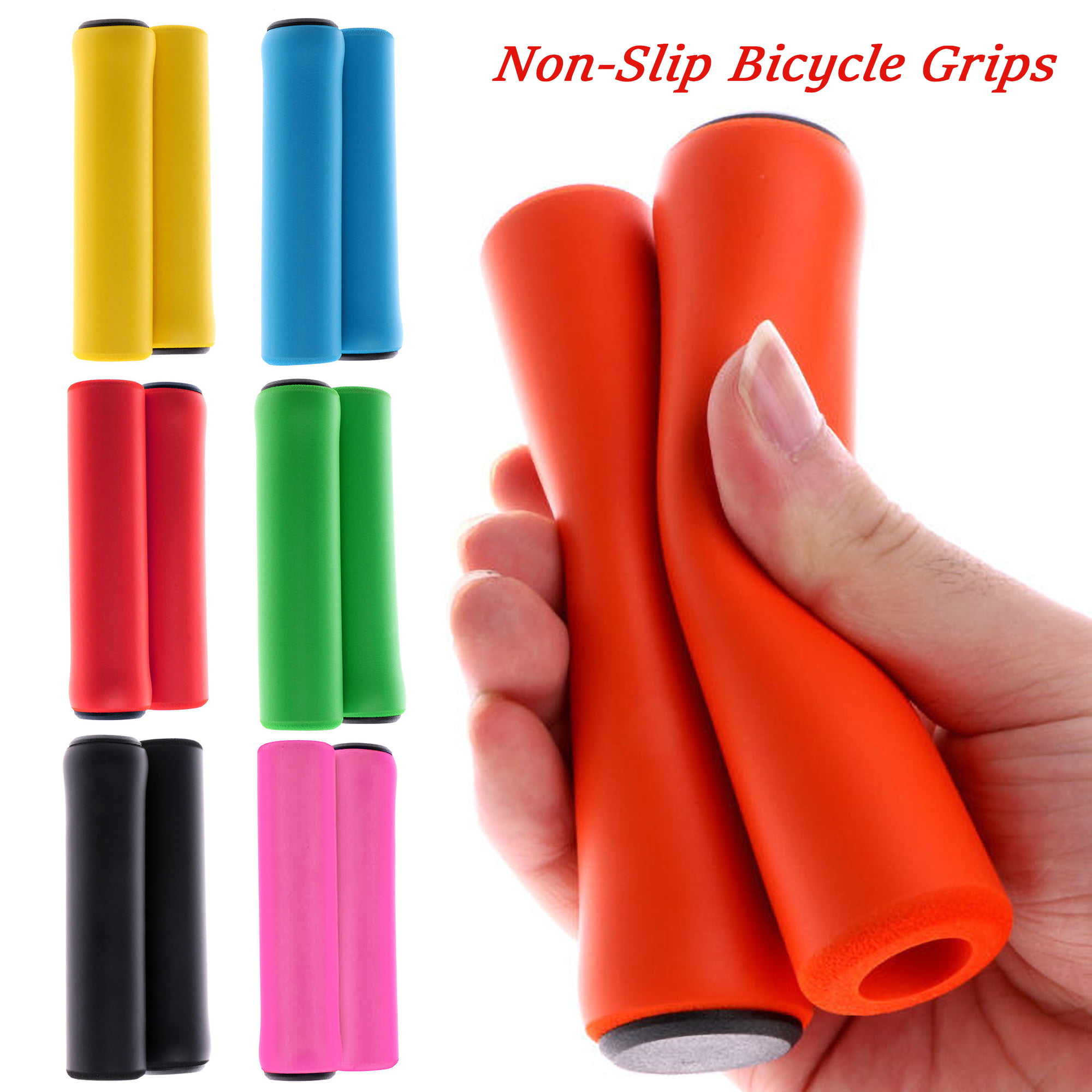 1 Pair Bicycle Soft Silicone Handlebar Grips Cover Mountain Bike Grip Anti-Slip 