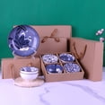 thumbnail image 3 of Japanese Style Ceramic Rice Bowl Assorted Designs Traditional Blue and White Pattern Underglazed Dinnerware Ideal For Dessert Snack Cereal Soup in Gift Box, 3 of 4