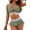Army green, variant on Women Tummy Control Swimsuit Color Block Two‑Piece Drawstring Bathing Suit, V‑Neck Push‑Up Top & High Waist Swim Shorts for Beach Pool Vacation