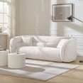 thumbnail image 3 of Williamspace 90.6" Modern Velvet Curved Sofa Couch,Luxury Boucle Fabric Sofa with 2 Throw Pillows for Living Room Apartment,White, 3 of 7