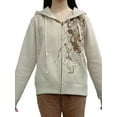 thumbnail image 2 of Nituyy Women Hoodie, Long Sleeve Aesthetic Graphic Zipped Sweatshirt with Pockets Jackets Coats, 2 of 9