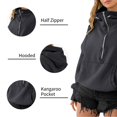 thumbnail image 4 of Women Oversized Half Zip Hoodie High Neck Drawstring Sweater Y2K Long Sleeve Pullover Casual Sweatshirt with Pockets, Dark Grey, 2XL, 4 of 7