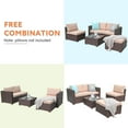 thumbnail image 3 of JOIVI 5 Pieces Outdoor Patio Furniture Set, All Weather PE Wicker Rattan Sectional Furniture Set with Beige Cushions and Coffee Table, Brown, 3 of 9