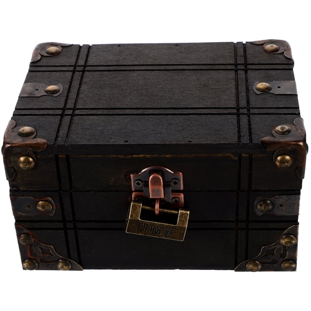 Cofre de madera para joyas, caja de almacenamiento vintage, caja de baratijas, cofre de recuerdos, caja de tesoros
