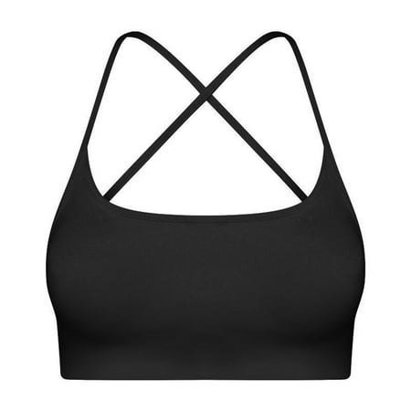 SWSMCLT Women s Yoga Crop Top Workout Top Trendy Sports Bra Push Up Fitted Backless Running Spandex Supportive Black 4