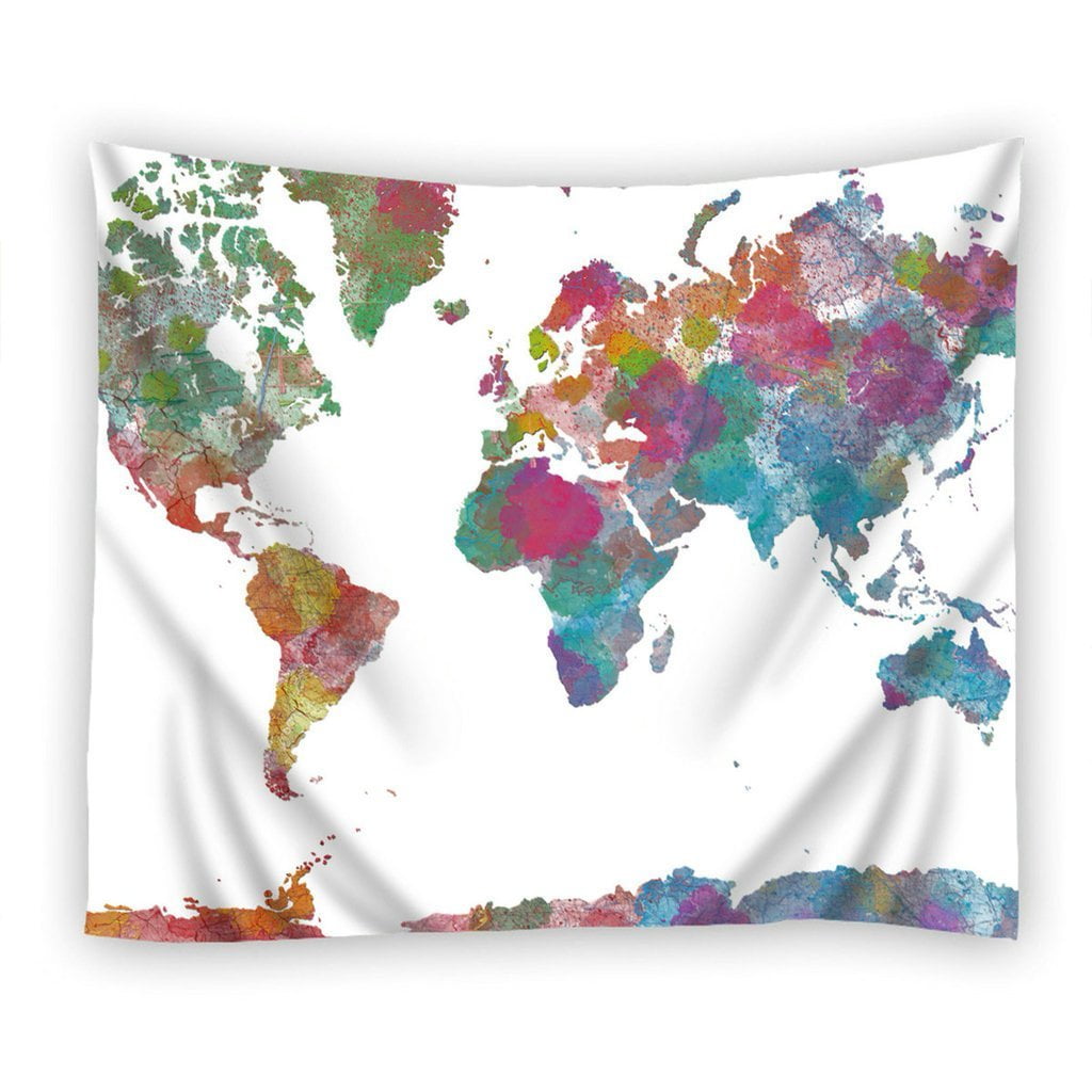 world map wall hanging fabric