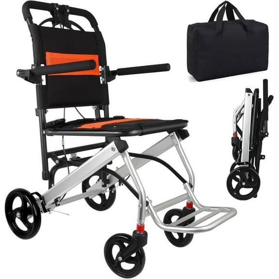 WEYRAL Portable Folding Wheelchair, Travel with handbrake, Support 220lbs, Only 16 lbs Ultra-Light Wheelchair for Seniors(with Bag)