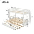 thumbnail image 3 of DreamBuck, Twin over Pull-out Bunk Bed with Trundle, Solid Wood Twin Over Twin/King Bunk Bed, Extendable Bunk Beds with Ladder and Safety Rail, Thicken Wooden Bunkbed, Accommodate 4 People, White, 3 of 8