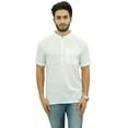 thumbnail image 4 of Atasi Men's Short Sleeve White Cotton Mandarin Collar Shirt Ethnic Clothing-Small, 4 of 7