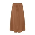 thumbnail image 5 of Jkety Long Skirts Womens A Line Long Midi Chino Denim Skirt Tired Pleated Layers Elastic Waist Front Khaki,4XL, 5 of 5
