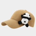thumbnail image 2 of Womens Sun Hat Unisex Cute Panda Embroidered Baseball Cap Spring Summer Sun Khaki One Size, 2 of 6