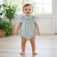 thumbnail image 4 of Coerni Baby Girl Easter Outfit Cotton Striped Jumpsuit Bodysuit New Born Bubble Romper First Birthday Outfit Smocked Vintage Clothes, 4 of 9